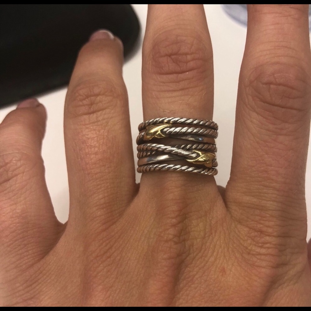 David Yurman Double X Crossover Ring with 18k Gold